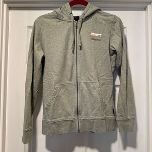 PATAGONIA | Women's full zip hooded sweatshirt GREEN front/back logo SMALL